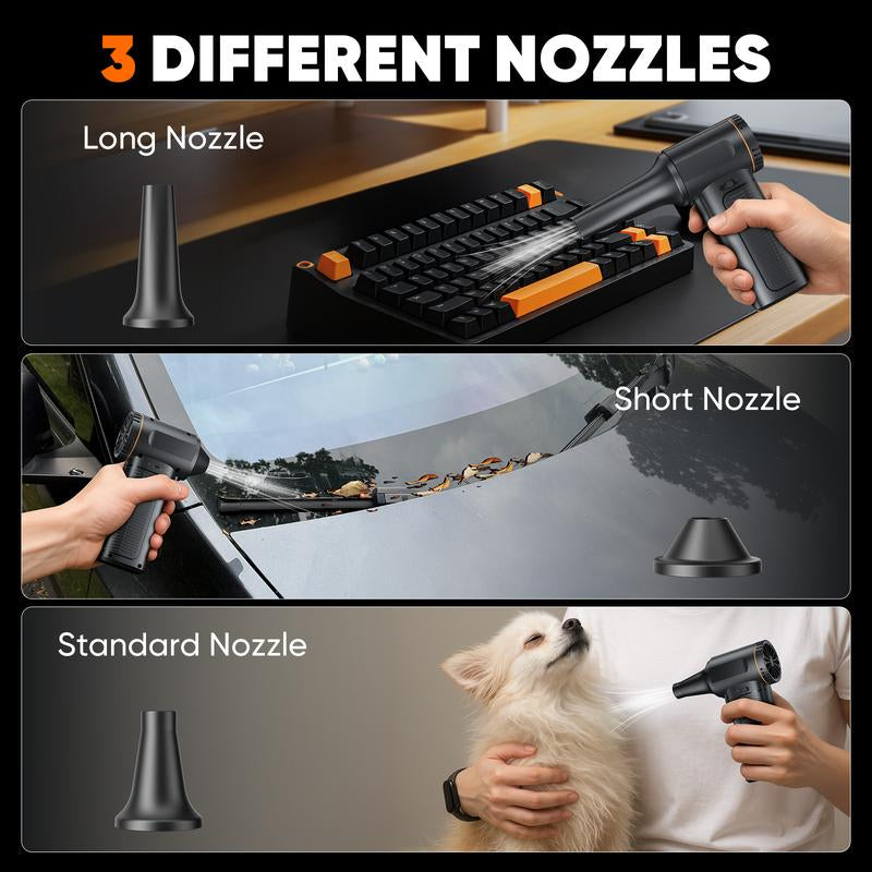 √Electric Air Duster, 130000RPM High-Speed Compressed Air Blower Gun, Adjustable Gears, 8000Mah Rechargeable Cordless, Mini Turbo Jet Fan for Keyboard, PC, Car, Home & Outdoor Cleaning Powerful Portable