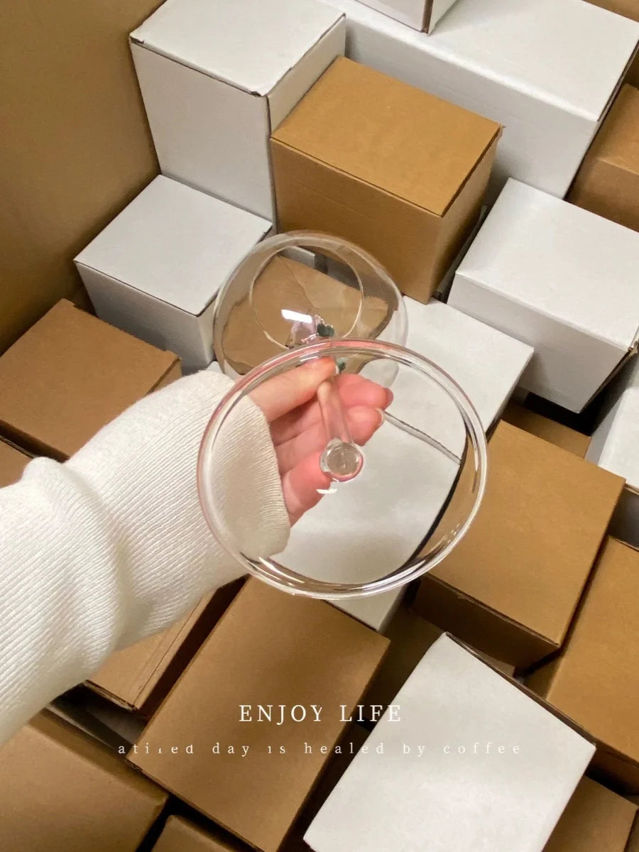 Pink Three-Dimensional Rose Red Wine Glass Art Wine Glass Wine Cup Liqueur Glass Couple Wedding Glass Cup Home Goblet