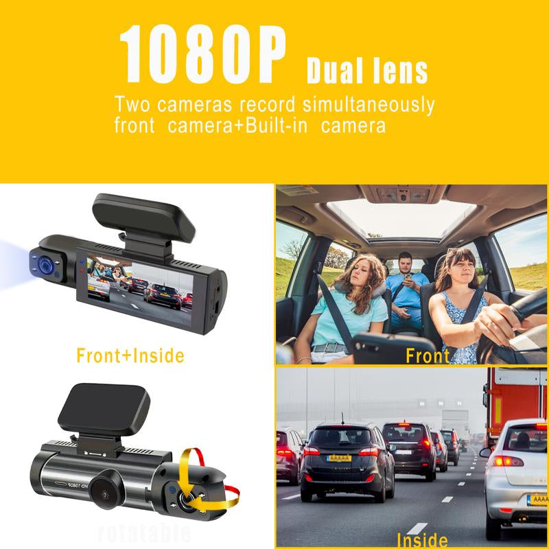 Front & Rear Dash Cam with 32GB SD Card, 3.16 Inch IPS Screen 1080P HD Camera with Dual Lens, 1 Count Dash Camera for Car, Wide Angle Car Driving Recorder with IR Night-Vision G Sensor, Fall Gift, Birthday Gifts Motion Detections