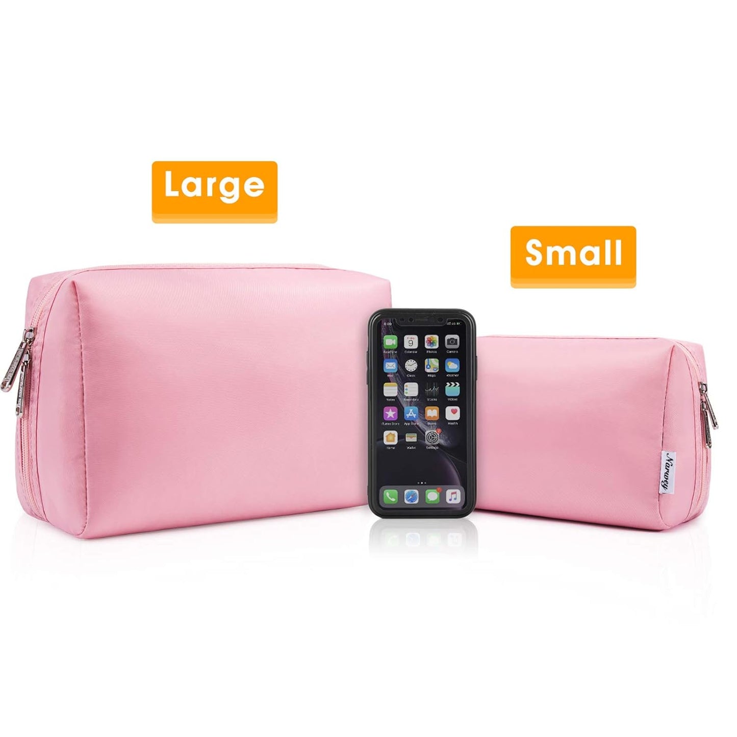 Cute Makeup Bag Travel Cosmetic Bag Organizer Toiletry Bag Make up Bags with Compartments for Women Girls (Large, Pink)