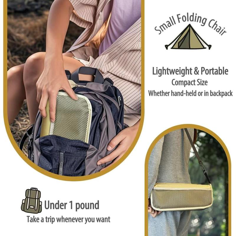 Mountaineering and Hiking Portable Stool, 1.5 Lbs Ultra Light, Foldable Stool with Carry Bag, Aluminum Alloy Bracket, Hold up to 500 LBS, Outdoor Chair with Pocket, Travel, BBQ, Fishing, Beach, Picnic, Camping, Queuing