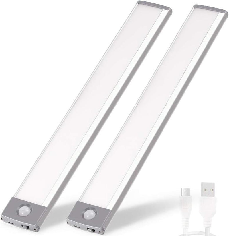 2-Pack LED Motion Sensor Under-Cabinet Lights | Wireless USB Rechargeable Kitchen Night Lights + Wardrobe/Closet/Cabinet Lighting Solution