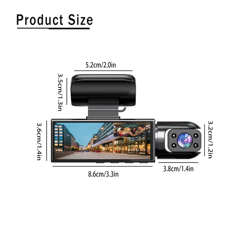 Front & Rear Dash Cam with 32GB SD Card, 3.16 Inch IPS Screen 1080P HD Camera with Dual Lens, 1 Count Dash Camera for Car, Wide Angle Car Driving Recorder with IR Night-Vision G Sensor, Fall Gift, Birthday Gifts Motion Detections
