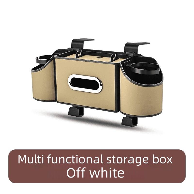 Car Organizers and Storage Box, Multifunctional Car Seat Back Storage Box with Tissue Holder, 2 Cup Holders & Bags Hooks, Back Seat Car Organizer for Family and Travel