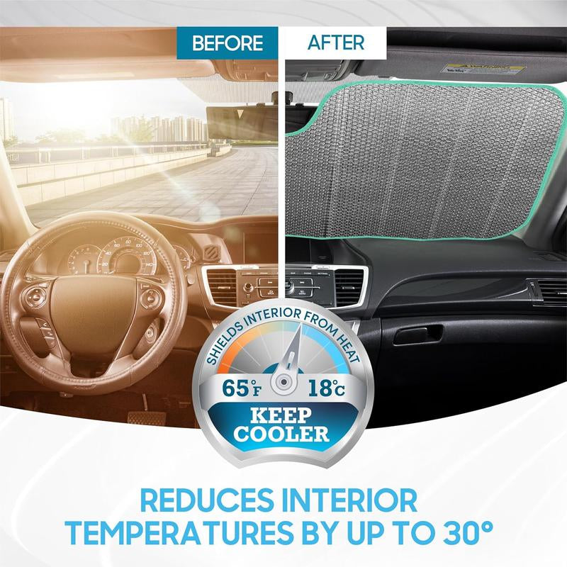 Pastel Flowers Sunshade for Front Windshields - Accordion Auto Shade Universal Fit for Cars, 57X27 Inches