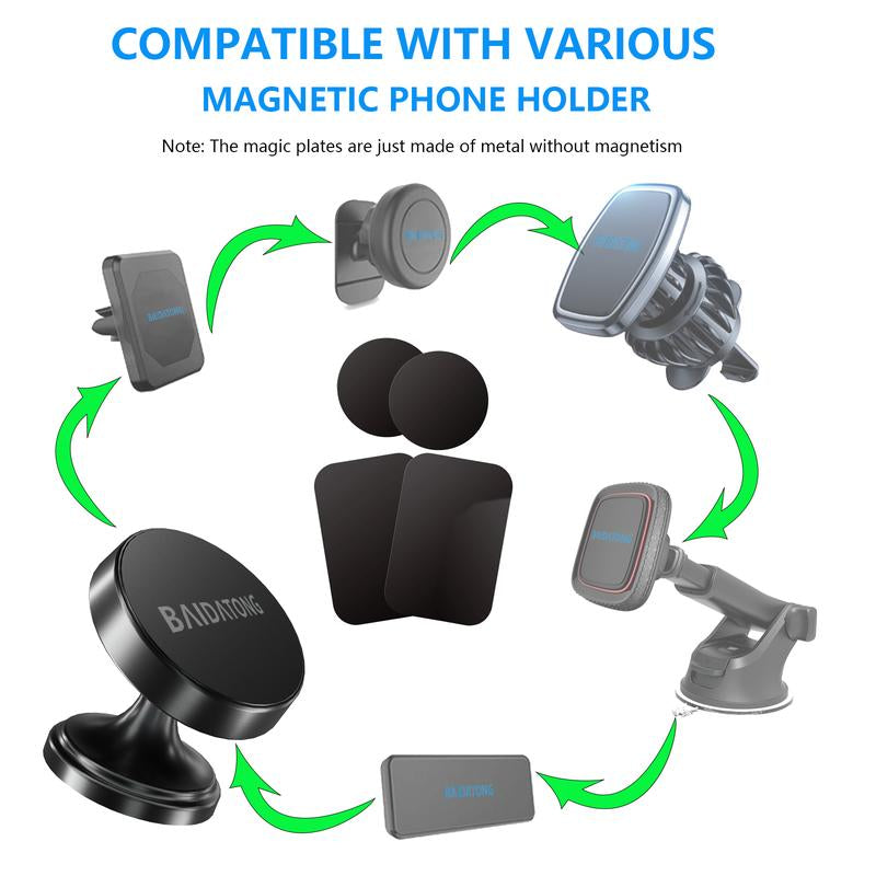 Metal Plate for Magnetic Car Mount 4 Pack (Attention: Metal Plates Do Not Have Magnets) Disc with 3M Adhesive Compatible with Phone Magnets/Cell Phone Automobile Magnet Cradles, No Logo or Hole