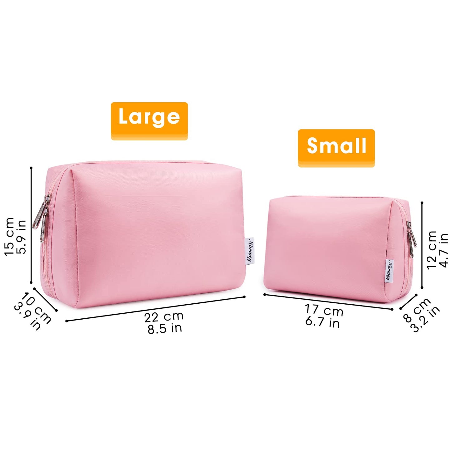 Cute Makeup Bag Travel Cosmetic Bag Organizer Toiletry Bag Make up Bags with Compartments for Women Girls (Large, Pink)