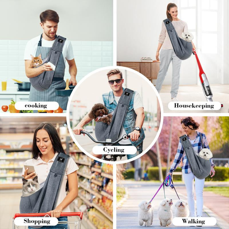 Upgraded Dog Sling for Small and Medium Pets up to 25 Lbs with Comfortable Adjustable Padded Shoulder Breathable Carrier Pet Portable Travel Bag Pet Gift