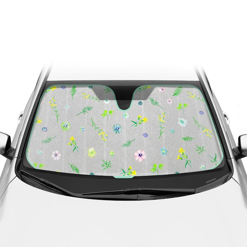Pastel Flowers Sunshade for Front Windshields - Accordion Auto Shade Universal Fit for Cars, 57X27 Inches
