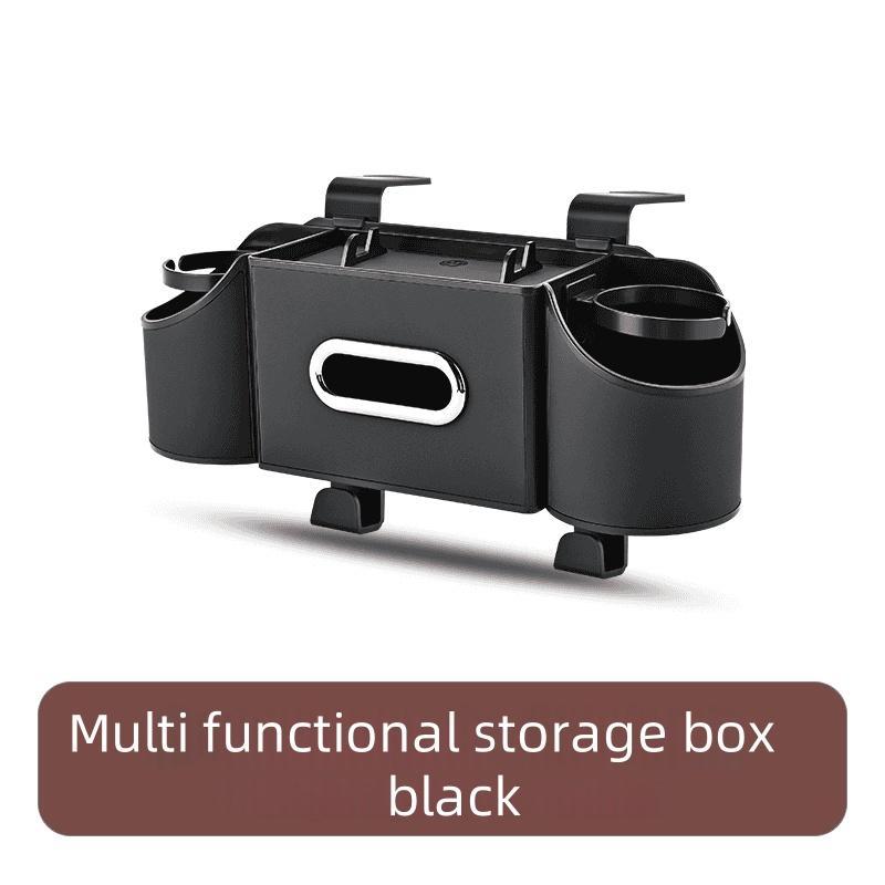Car Organizers and Storage Box, Multifunctional Car Seat Back Storage Box with Tissue Holder, 2 Cup Holders & Bags Hooks, Back Seat Car Organizer for Family and Travel
