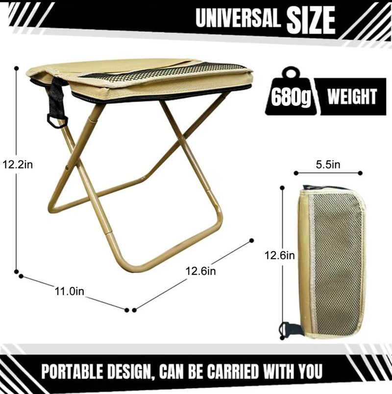 Mountaineering and Hiking Portable Stool, 1.5 Lbs Ultra Light, Foldable Stool with Carry Bag, Aluminum Alloy Bracket, Hold up to 500 LBS, Outdoor Chair with Pocket, Travel, BBQ, Fishing, Beach, Picnic, Camping, Queuing
