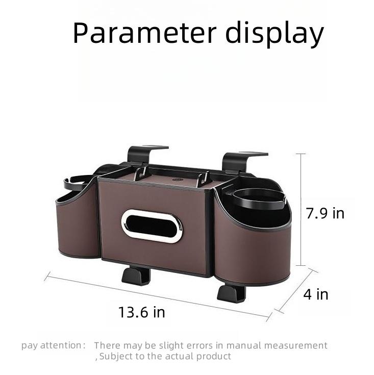 Car Organizers and Storage Box, Multifunctional Car Seat Back Storage Box with Tissue Holder, 2 Cup Holders & Bags Hooks, Back Seat Car Organizer for Family and Travel