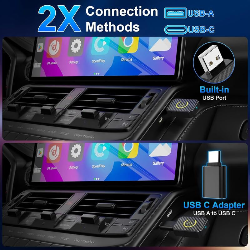 【Yurnlv】 Wireless Apple Carplay Adapter for Factory Wired Cars from 2016 Onwards - 2-In-1 Wireless Carplay & Android Auto Adapter Easier Connectivity Compatibility Stable, Faster, Automotive