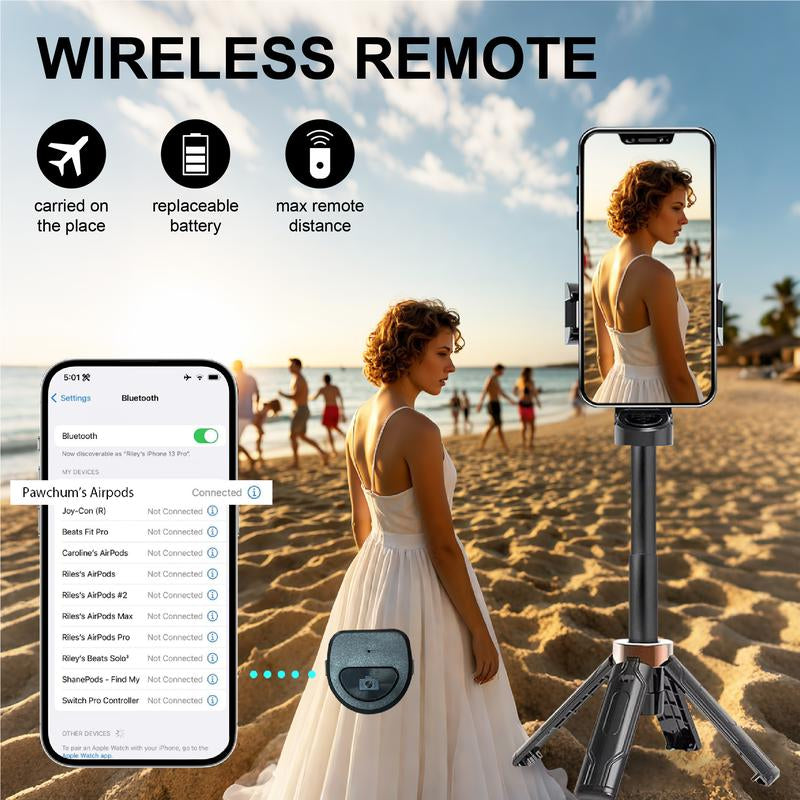 Selfie Stick Tripod, 360° Rotating, Retractable Mobile Phone Handle Tripod (With Detachable Remote Control), 3-In-1 Mini Mobile Phone Handle, Vlog Live Photography Tool, Selfie Accessories, Family Gifts Cellphone