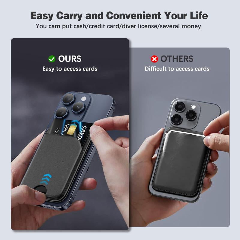Mag-Safe Wallet Magnetic Wallet for Iphone Lightweight Magnetic Phone Wallet Stand Adjustable Leather Magnetic Card Holder for Iphone 16/15/14/13/12 Series, Not for Iphone 13/12 Mini