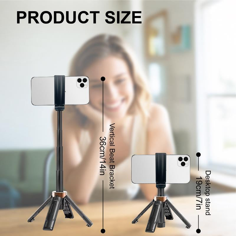Selfie Stick Tripod, 360° Rotating, Retractable Mobile Phone Handle Tripod (With Detachable Remote Control), 3-In-1 Mini Mobile Phone Handle, Vlog Live Photography Tool, Selfie Accessories, Family Gifts Cellphone