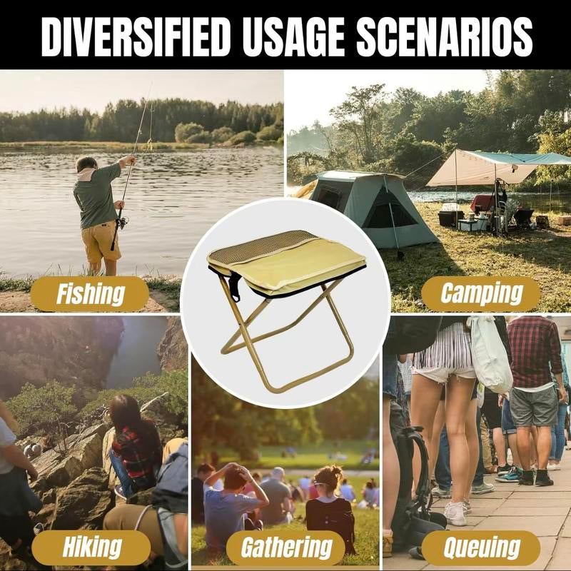 Mountaineering and Hiking Portable Stool, 1.5 Lbs Ultra Light, Foldable Stool with Carry Bag, Aluminum Alloy Bracket, Hold up to 500 LBS, Outdoor Chair with Pocket, Travel, BBQ, Fishing, Beach, Picnic, Camping, Queuing