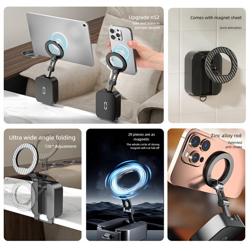 2025 New Magnetic Foldable Phone Holder/Stand - Can Be Assistance in Shooting ,Applicable to Multiple Scenarios ,Like Travel ,Kithchen ,Airplane ,Gym.Outdoor ,Super Strong Magnet.Apple and Android Both Can Use,Perfect for Iphone 16,Iphone 15,Iphone 14...