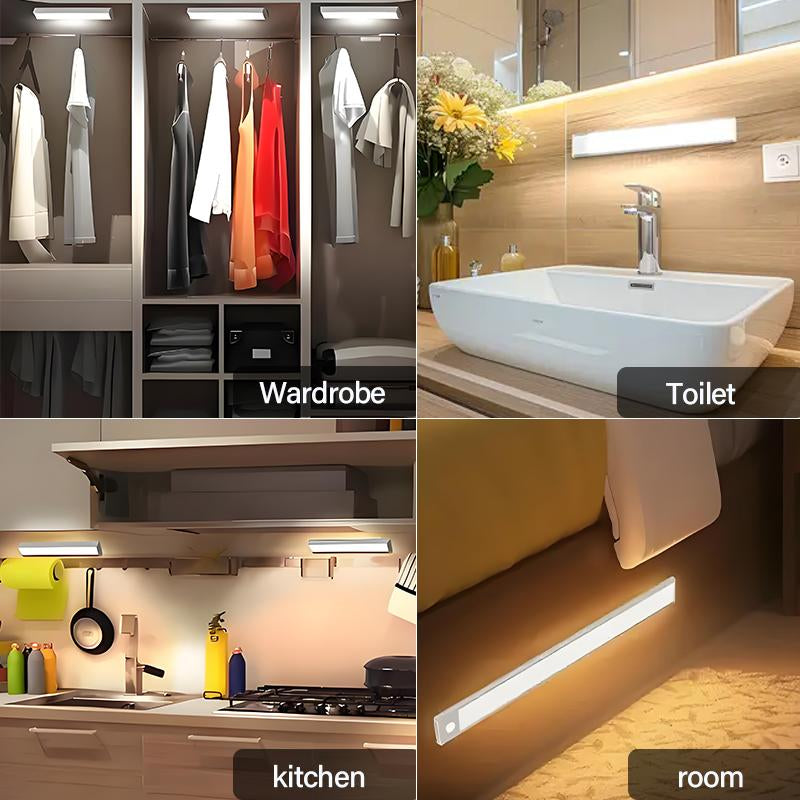 2-Pack LED Motion Sensor Under-Cabinet Lights | Wireless USB Rechargeable Kitchen Night Lights + Wardrobe/Closet/Cabinet Lighting Solution