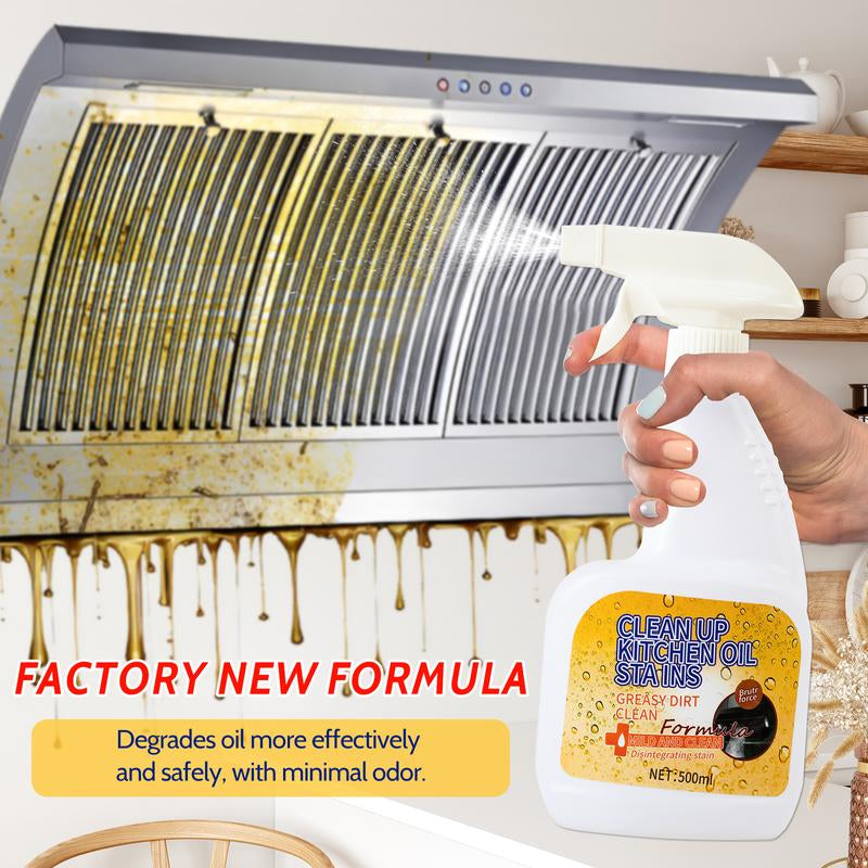 Multi-Purpose Kitchen Heavy Oil Cleaner Spray, Powerful Kitchen Oil Cleaning Agent for Ovens, Stoves, Range Hoods, Glass Surfaces, Effectively Removes Grease & Grime, Ideal for Household Cleaning, Grease Cleaner, Stain Remover Spray, Heavy Grease Remover