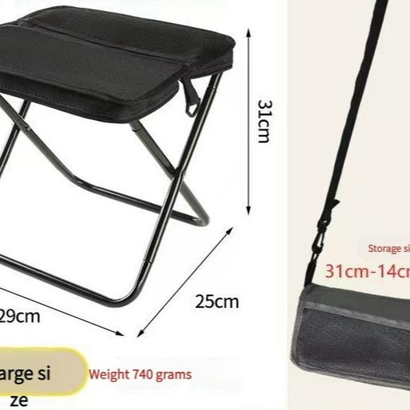 Mountaineering and Hiking Portable Stool, 1.5 Lbs Ultra Light, Foldable Stool with Carry Bag, Aluminum Alloy Bracket, Hold up to 500 LBS, Outdoor Chair with Pocket, Travel, BBQ, Fishing, Beach, Picnic, Camping, Queuing