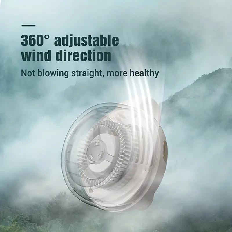 Sulvgo Portable Silent Mini Bladeless Electric Fan, Adjustable 3-Speed Suspended Collar & Waist Fans, Rechargeable Rotating Body Fan, Suitable for Outdoor & Travel & Office, Travel Accessories, Mother'S Day Gift
