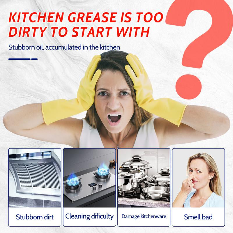 Multi-Purpose Kitchen Heavy Oil Cleaner Spray, Powerful Kitchen Oil Cleaning Agent for Ovens, Stoves, Range Hoods, Glass Surfaces, Effectively Removes Grease & Grime, Ideal for Household Cleaning, Grease Cleaner, Stain Remover Spray, Heavy Grease Remover