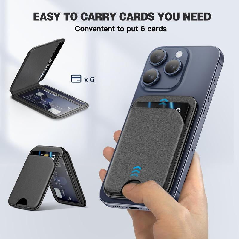 Mag-Safe Wallet Magnetic Wallet for Iphone Lightweight Magnetic Phone Wallet Stand Adjustable Leather Magnetic Card Holder for Iphone 16/15/14/13/12 Series, Not for Iphone 13/12 Mini