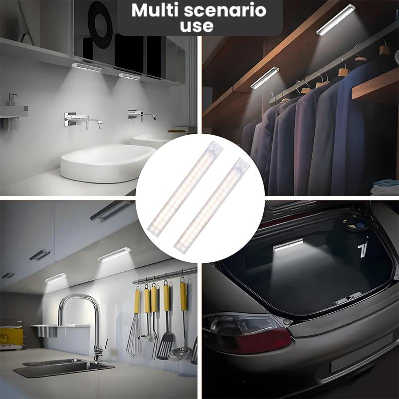 2-Pack LED Motion Sensor Under-Cabinet Lights | Wireless USB Rechargeable Kitchen Night Lights + Wardrobe/Closet/Cabinet Lighting Solution