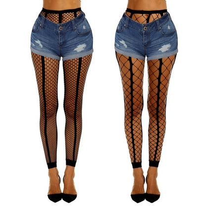 Mock Thigh High Stockings for Women Sexy Fishnet Tights Suspender Pantyhose 2 Pairs Leg Matching Tights