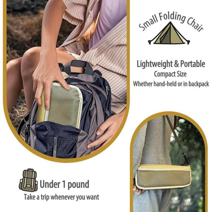 Mountaineering and Hiking Portable Stool, 1.5 Lbs Ultra Light, Foldable Stool with Carry Bag, Aluminum Alloy Bracket, Hold up to 500 LBS, Outdoor Chair with Pocket, Travel, BBQ, Fishing, Beach, Picnic, Camping, Queuing