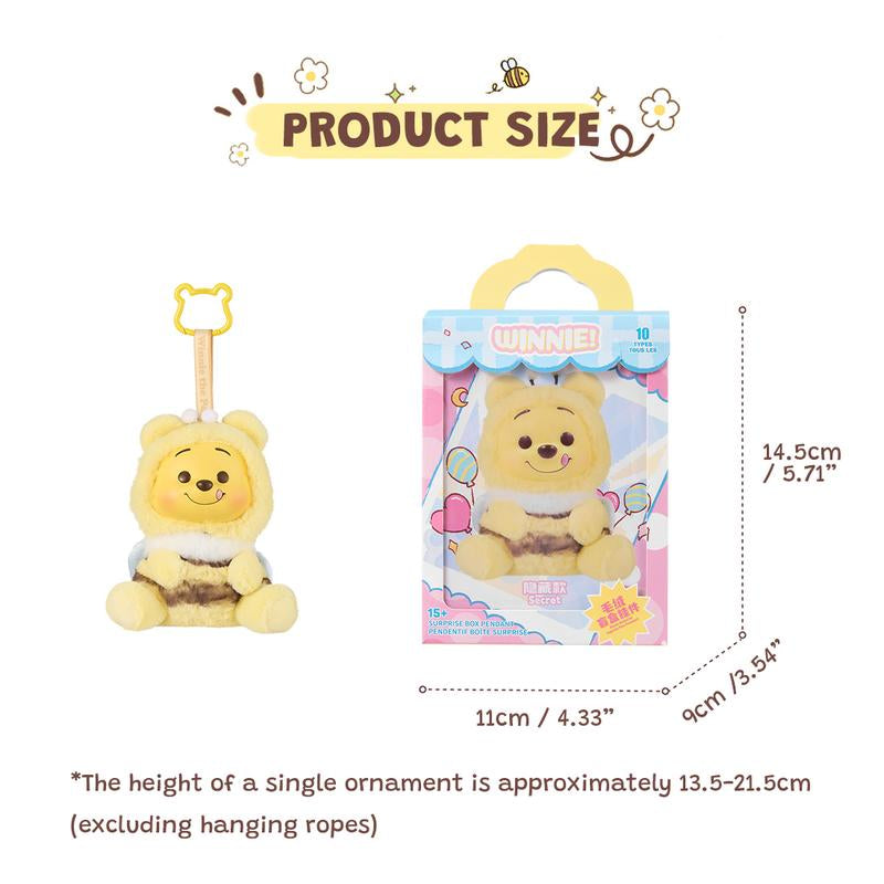 Disney Winnie the Pooh Collection Naughty Team Vinyl Plush Pendant Box - Super Cute Plush Pendants and Surrounding Doll Figurines Are Suitable as Gifts for Girls