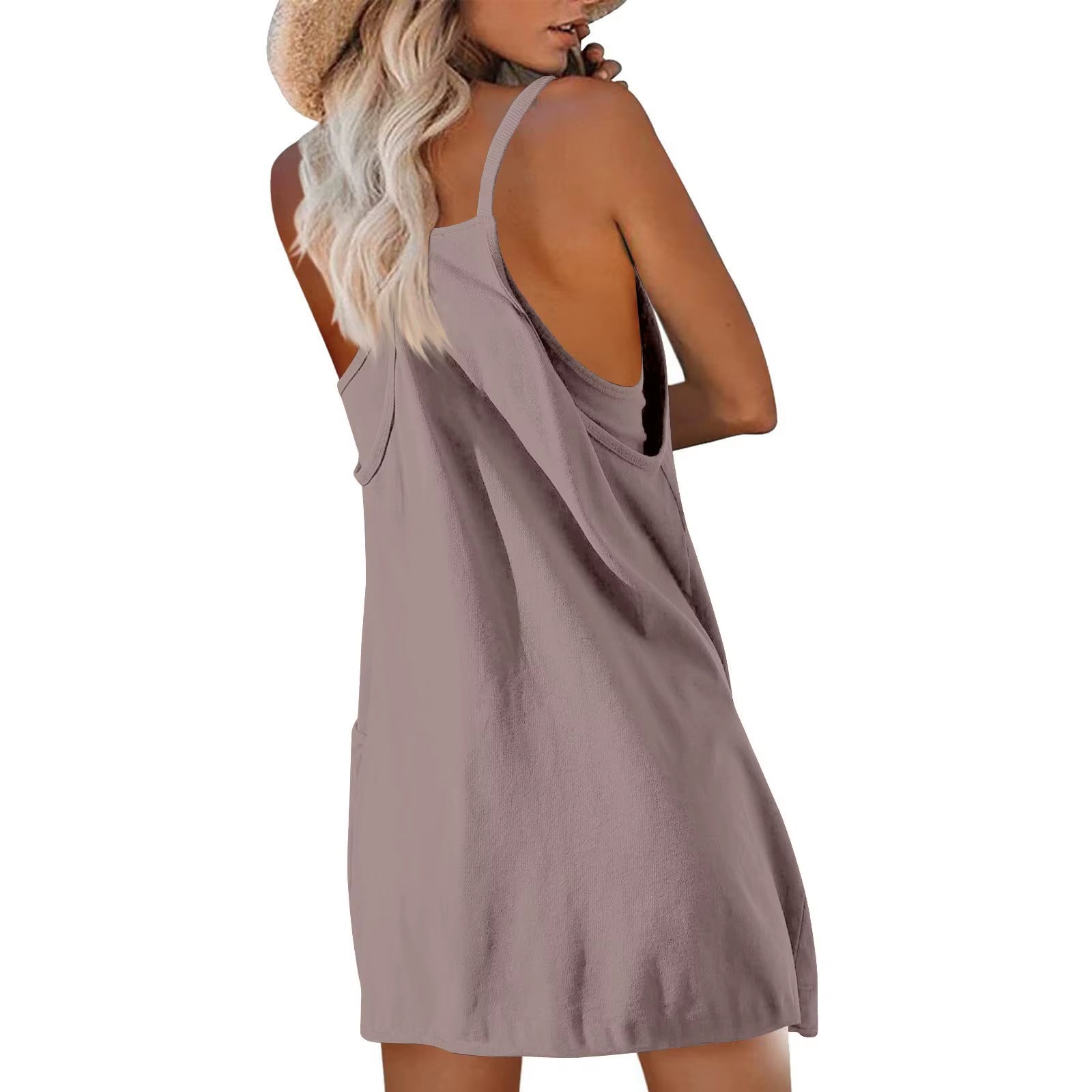 Sport Mini Dress for Women Summer Sleeveless Dress Casual Short Sundress Female Workout Tennis Athletic Onesie with Pockets