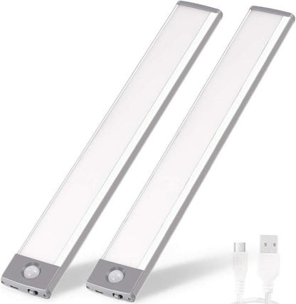 2-Pack LED Motion Sensor Under-Cabinet Lights | Wireless USB Rechargeable Kitchen Night Lights + Wardrobe/Closet/Cabinet Lighting Solution