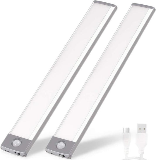 2-Pack LED Motion Sensor Under-Cabinet Lights | Wireless USB Rechargeable Kitchen Night Lights + Wardrobe/Closet/Cabinet Lighting Solution