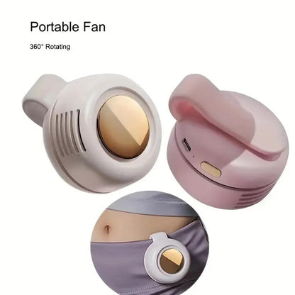 Sulvgo Portable Silent Mini Bladeless Electric Fan, Adjustable 3-Speed Suspended Collar & Waist Fans, Rechargeable Rotating Body Fan, Suitable for Outdoor & Travel & Office, Travel Accessories, Mother'S Day Gift