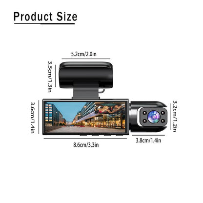 Front & Rear Dash Cam with 32GB SD Card, 3.16 Inch IPS Screen 1080P HD Camera with Dual Lens, 1 Count Dash Camera for Car, Wide Angle Car Driving Recorder with IR Night-Vision G Sensor, Fall Gift, Birthday Gifts Motion Detections