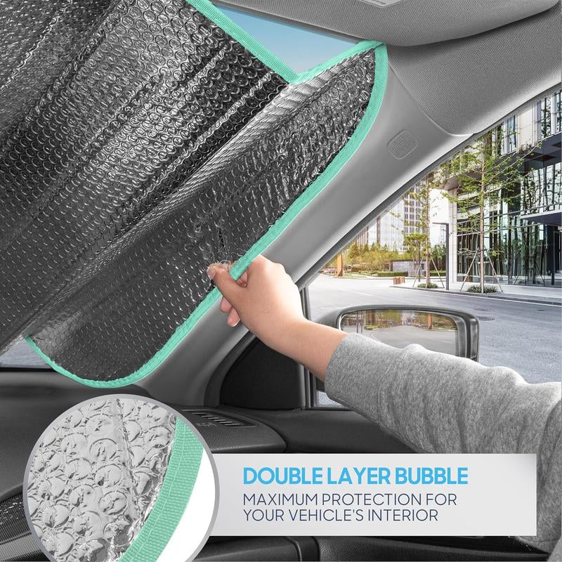 Pastel Flowers Sunshade for Front Windshields - Accordion Auto Shade Universal Fit for Cars, 57X27 Inches