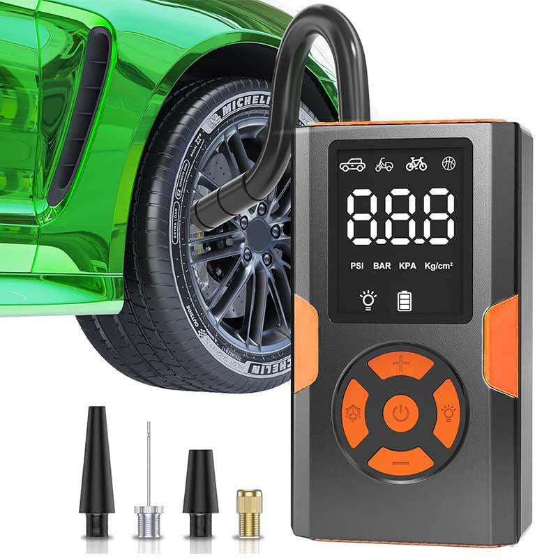 Portable Air Compressor, Tire Pressure Monitor, 150PSI Wireless Air Pump with Digital Pressure Gauge, Car Accessories for Men Women, Vulcanizing Equipment, 5000Mah Car Tire Inflator with Accessories for Cars, Motorcycles, Bicycles, Ball