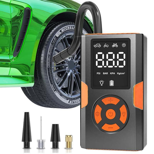 Portable Air Compressor, Tire Pressure Monitor, 150PSI Wireless Air Pump with Digital Pressure Gauge, Car Accessories for Men Women, Vulcanizing Equipment, 5000Mah Car Tire Inflator with Accessories for Cars, Motorcycles, Bicycles, Ball