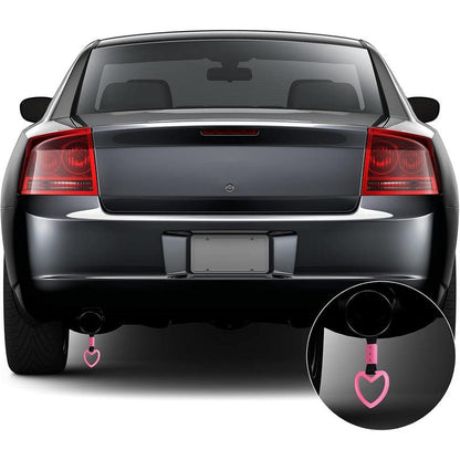 2 Pieces Heart Shaped Car Handle Straps Drift Charm Rear Bumper Warning Ring Decor Subway Bus Broken for Interior(Light Pink)
