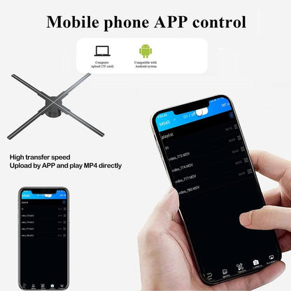 Eclat 3D Hologram LED Fan Projector, Wi-Fi App Control, HD Holographic Display for Christmas Halloween, Events Advertising, LED Visuals, High Definition