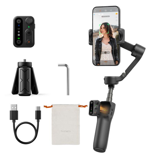 Hohem Isteady X3 SE plus Gimbal ,AI Facial Tracking,Smartphone Gimbal with Detachable Remote Control, Portable Foldable 3-Axis Phone Gimbal for Android & Iphone ,Built-In Extendable Rod,Vlog Stabilizer,Cellphone&Selfie Accessories
