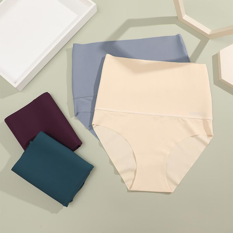 FINETOO Unite Store 4PCS Womenunderwear Spandex Bikini Seamless Panties High Waisted Nylon Brief Basic Lingerie S-3XL Fit Athletic Womenswear