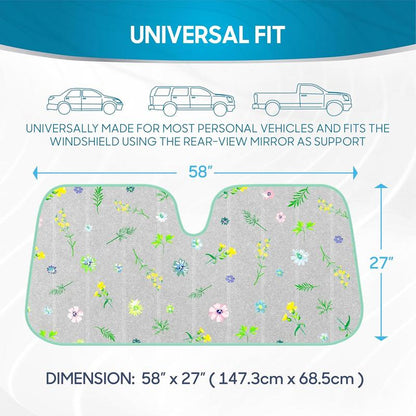 Pastel Flowers Sunshade for Front Windshields - Accordion Auto Shade Universal Fit for Cars, 57X27 Inches