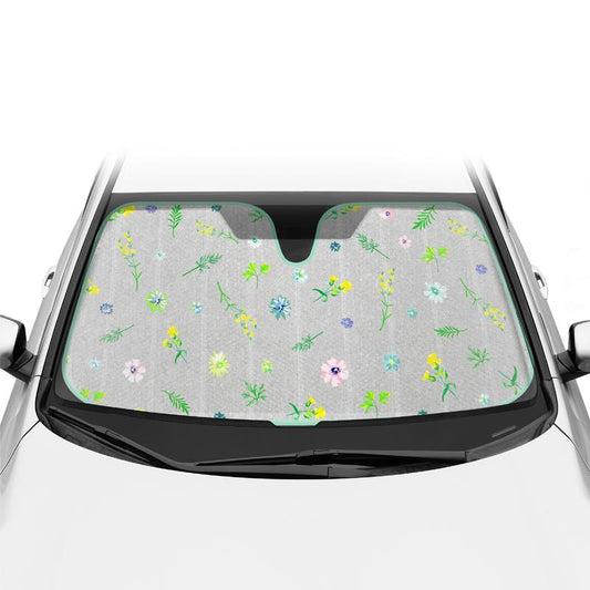 Pastel Flowers Sunshade for Front Windshields - Accordion Auto Shade Universal Fit for Cars, 57X27 Inches