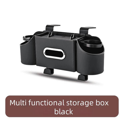 Car Organizers and Storage Box, Multifunctional Car Seat Back Storage Box with Tissue Holder, 2 Cup Holders & Bags Hooks, Back Seat Car Organizer for Family and Travel