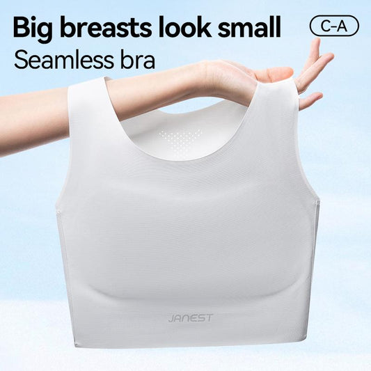 [JANEST Seamless Padded Bra] Super Flat Minimizer Bra Sports Bra Breathable Comfortable Daily Sportswear Top for Yoga Women'S Wireless Bralette