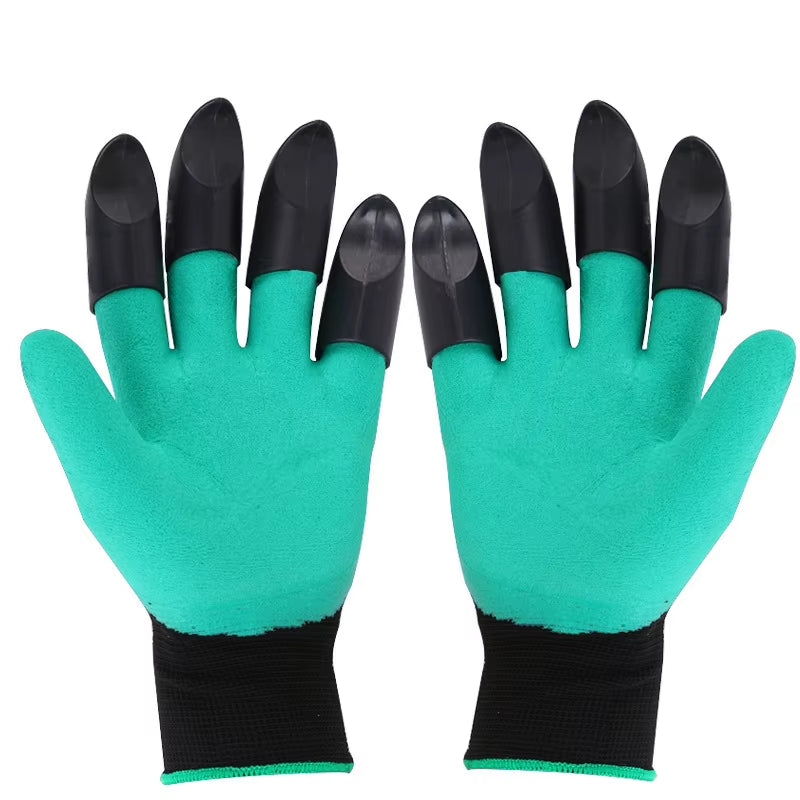 ABS Plastic Garden Rubber Gloves, Gardening Digging Planting, Durable, Waterproof Work Glove, 4 or 8 Hand Claw