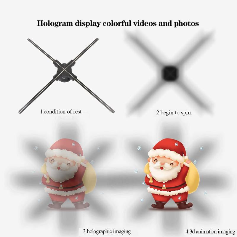 Eclat 3D Hologram LED Fan Projector, Wi-Fi App Control, HD Holographic Display for Christmas Halloween, Events Advertising, LED Visuals, High Definition